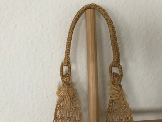 Shopping bag macrame vintage tote bag knotted bea… - image 6