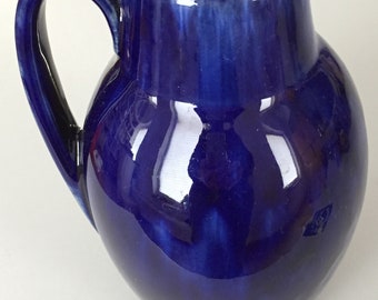 Pitcher vase Scheurich 414 vase handle vase ceramic vase flower vase Heinz Siery Fifties vintage gift mid century modern blue classic blue