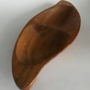 Vintage wooden bowl teak bowl serving bowl teak bowl snack bowl leaf shape scandi mid century modern danske