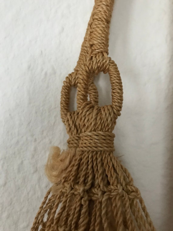 Shopping bag macrame vintage tote bag knotted bea… - image 3