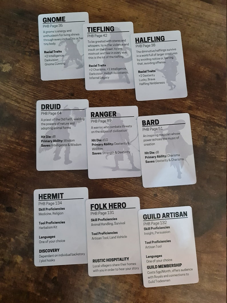Dnd 5e Character Generator Cards DIGITAL (Download Now) - Etsy