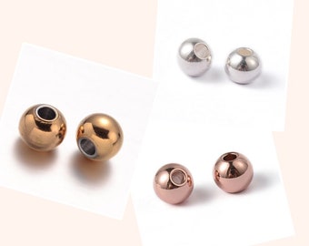 10-12mm 2Stück Modulperle Edelstahl Fädelloch 4-8mm Stainless Steel