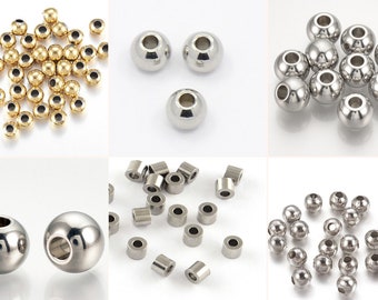 10-12mm 2Stück Modulperle Edelstahl Fädelloch 4-8mm Stainless Steel