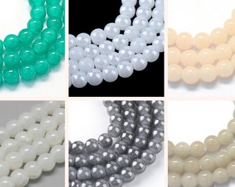 6mm Glasperlen 67St Jade Imitation rund Fädelloch 1mm