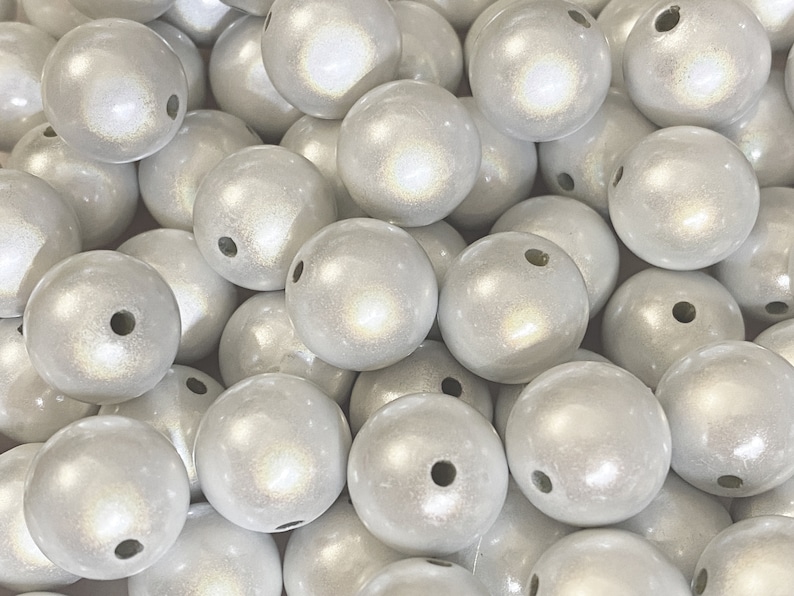 16mm 14St. Miracle Beads Magic Perlen Wunderperlen 3D Effekt Ilumination Fädelloch 2mm weiss