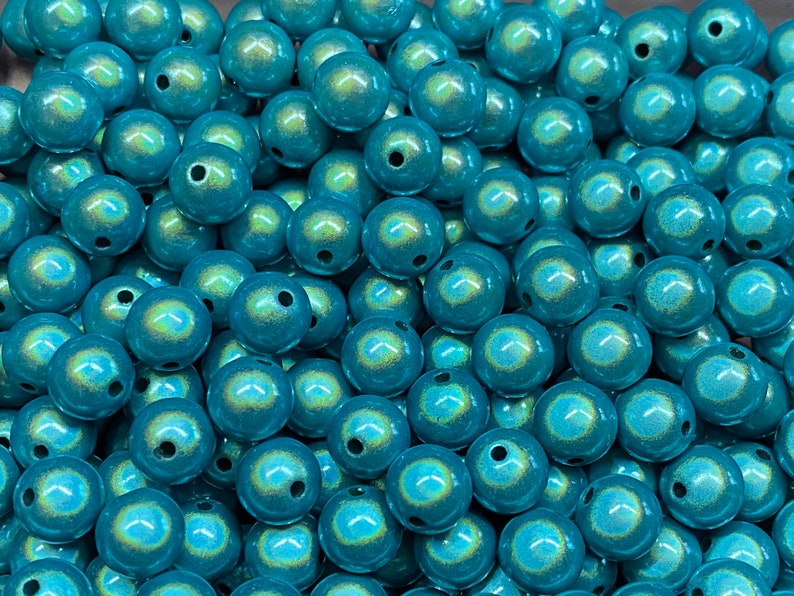 10mm 22St. Miracle Beads Magic Perlen Wunderperlen 3D Effekt Ilumination Fädelloch 2mm 4015 türkis