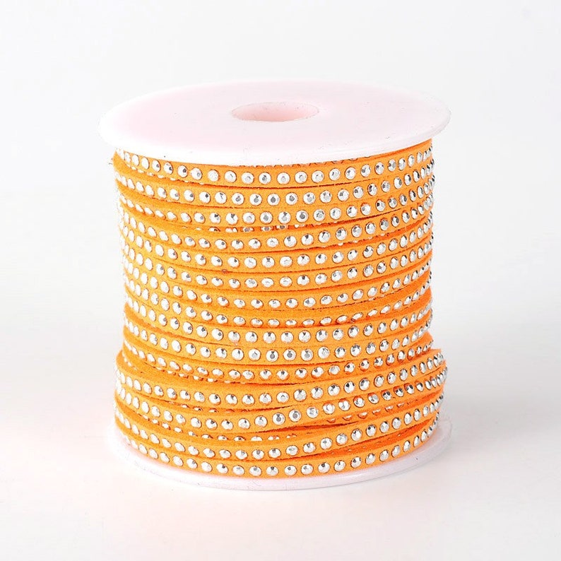 1m Velourband mit Aluminium Nieten silber 3x2mm Orange