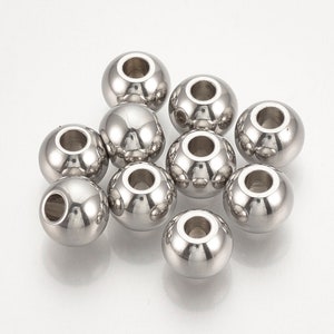 3-6mm Edelstahl Perlen 10-50St. Fädelloch 1-2,5mm Stainless Steel Spacer Bild 5