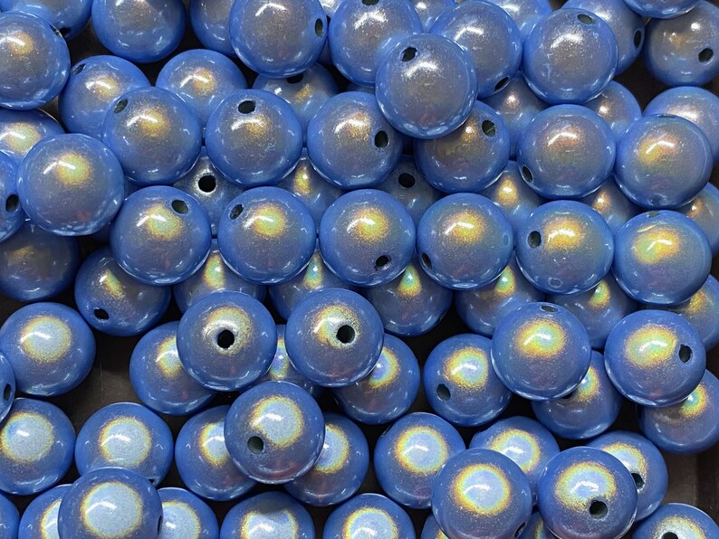 14mm 16St. Miracle Beads Magic Perlen Wunderperlen 3D Effekt Ilumination Fädelloch 2mm 5501 jeansblau