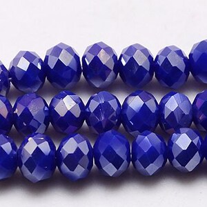 6x4mm Glasschliffperlen 90-95St. Fädelloch 1mm Glass Beads dunkelblau darkblue 9941 darkblue