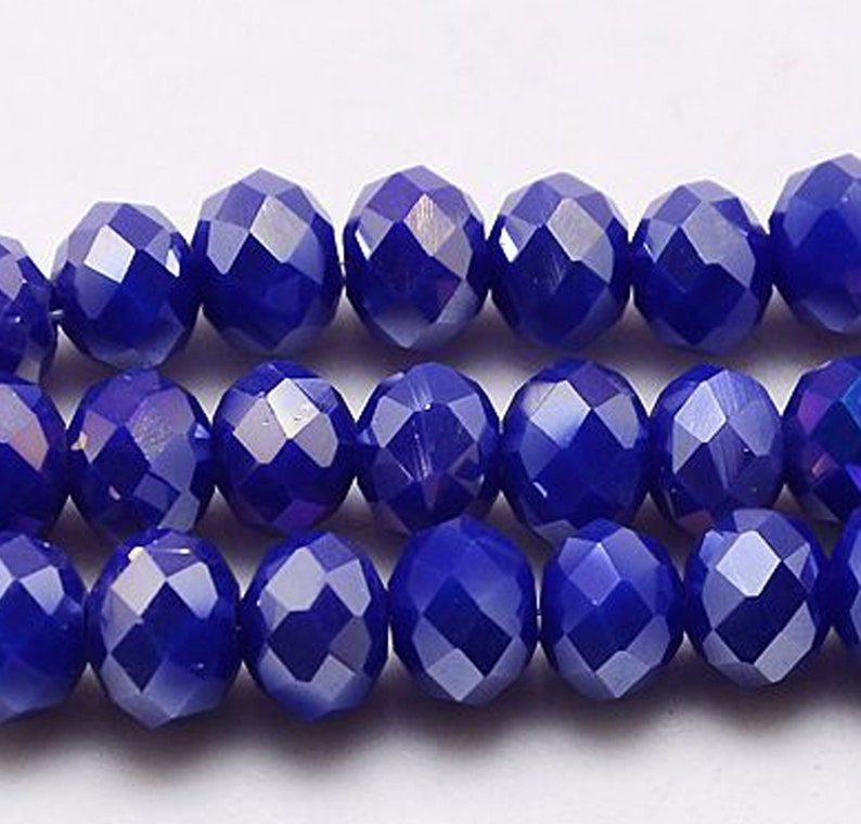 6x4mm Glasschliffperlen 90-95St. Fädelloch 1mm Glass Beads dunkelblau darkblue 9941 darkblue
