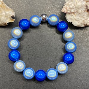 1St. Armband 14mm Gr.M-L silber Miracle Beads Magic Perlen 3D Illumination A465 465 blau Mix