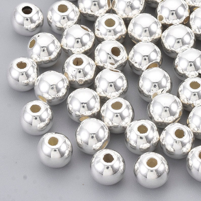 Acryl Perlen UV beschichtet Spacer 6-14mm verschiedene Modelle silber gold Bild 4