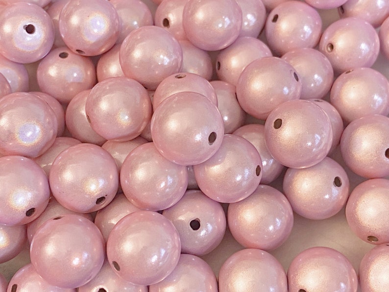 16mm 14St. Miracle Beads Magic Perlen Wunderperlen 3D Effekt Ilumination Fädelloch 2mm 7008 rosa
