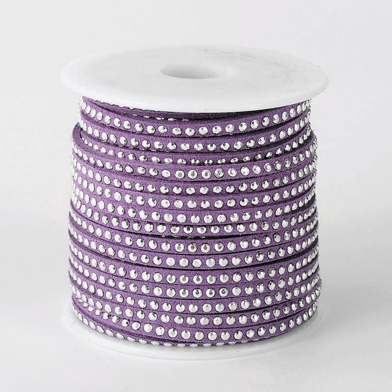 1m Velourband mit Aluminium Nieten silber 3x2mm Violet