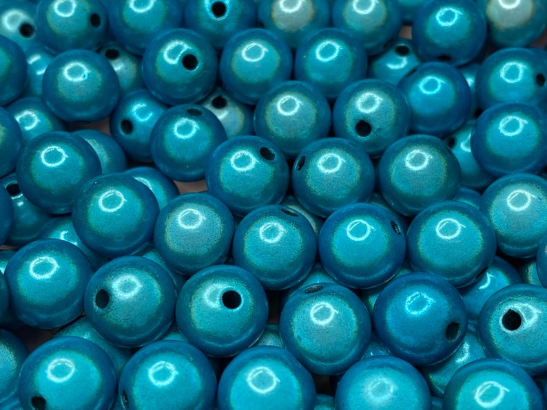 12mm 18St. Miracle Beads Magic Perlen Wunderperlen 3D Effekt Ilumination Fädelloch 2mm 8509 türkis