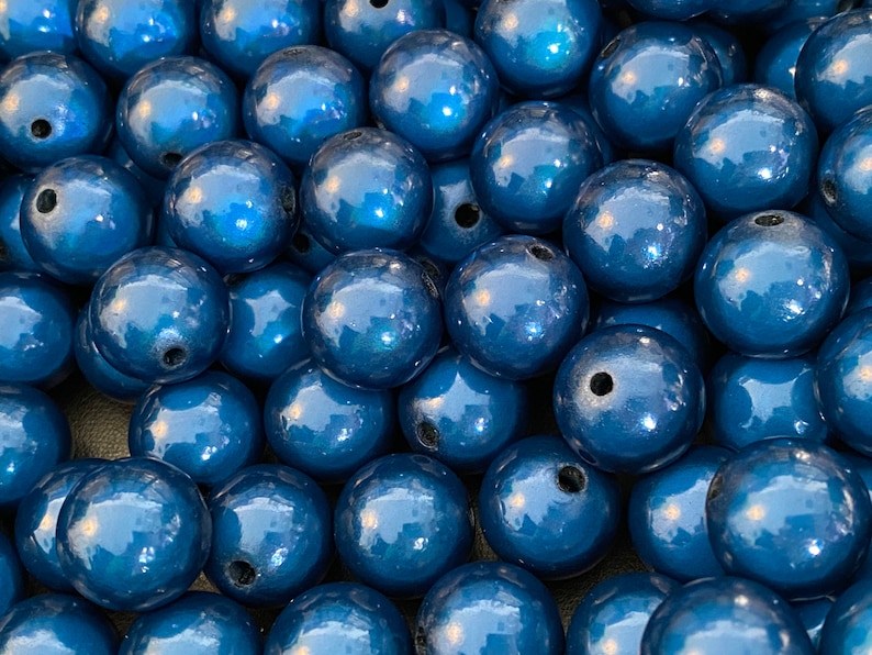 16mm 14St. Miracle Beads Magic Perlen Wunderperlen 3D Effekt Ilumination Fädelloch 2mm 7019 dunkelblau