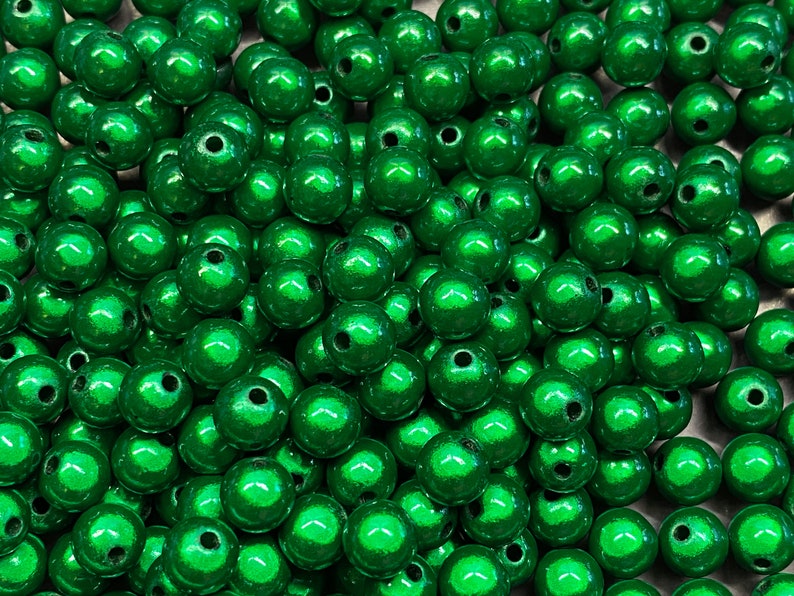 10mm 22St. Miracle Beads Magic Perlen Wunderperlen 3D Effekt Ilumination Fädelloch 2mm 4045 dunkelgrün