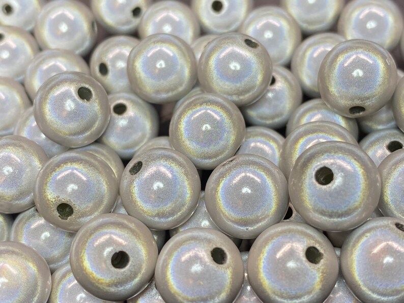 12mm 18St. Miracle Beads Magic Perlen Wunderperlen 3D Effekt Ilumination Fädelloch 2mm 8517 weiss