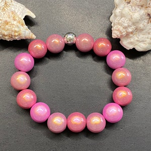 1St. Armband 14mm Gr.M-L silber Miracle Beads Magic Perlen 3D Illumination A465 465 rosa Mix