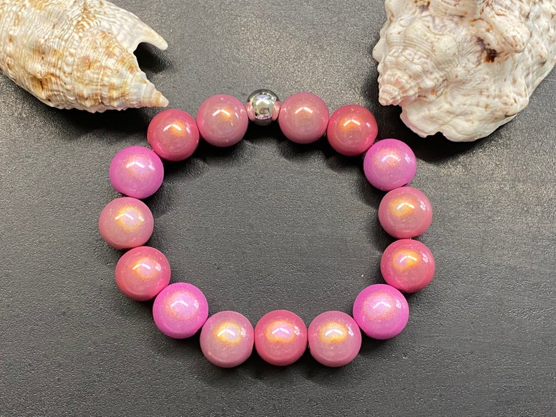 1St. Armband 14mm Gr.M-L silber Miracle Beads Magic Perlen 3D Illumination A465 465 rosa Mix