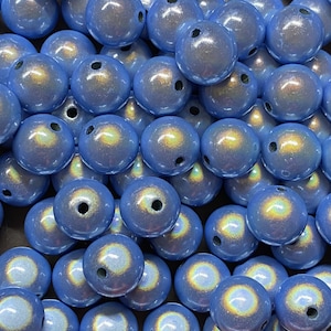 12mm 18St. Miracle Beads Magic Perlen Wunderperlen 3D Effekt Ilumination Fädelloch 2mm 8503 jeansblau