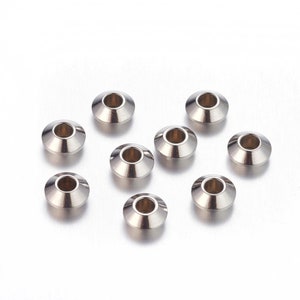 3-6mm Edelstahl Perlen 10-50St. Fädelloch 1-2,5mm Stainless Steel Spacer image 2