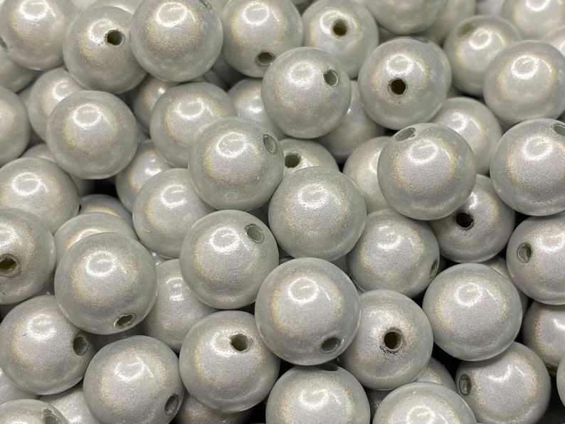 14mm 16St. Miracle Beads Magic Perlen Wunderperlen 3D Effekt Ilumination Fädelloch 2mm 5510 weiss