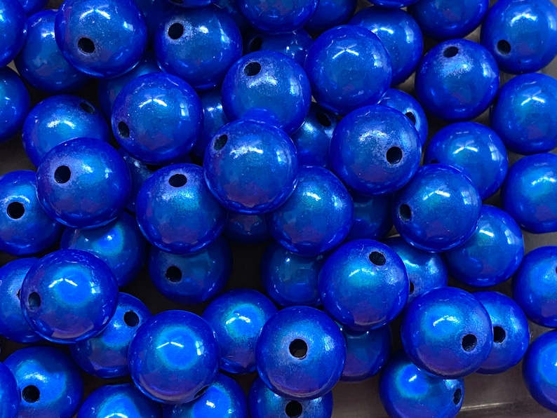 16mm 14St. Miracle Beads Magic Perlen Wunderperlen 3D Effekt Ilumination Fädelloch 2mm 7020 blau