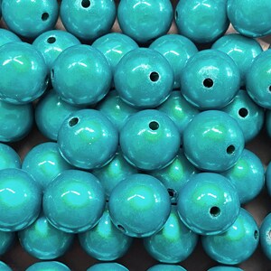 16mm 14St. Miracle Beads Magic Perlen Wunderperlen 3D Effekt Ilumination Fädelloch 2mm 7022 türkis