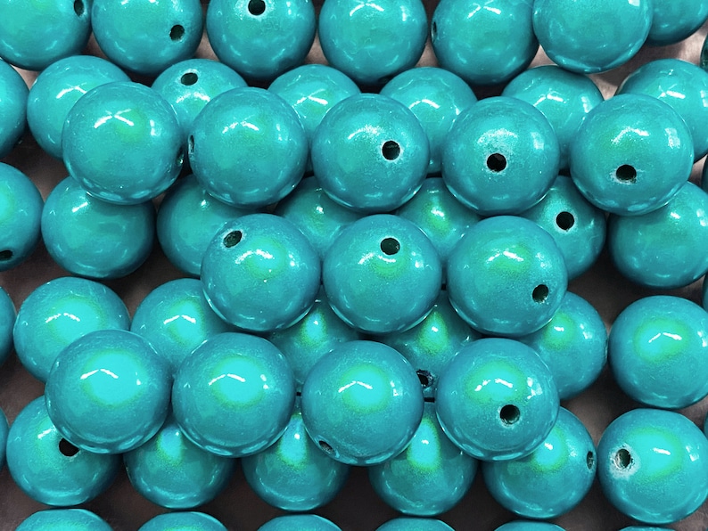16mm 14St. Miracle Beads Magic Perlen Wunderperlen 3D Effekt Ilumination Fädelloch 2mm 7022 türkis