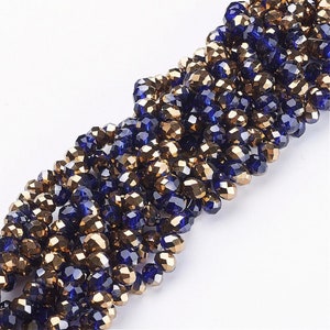 6x4mm Glasschliffperlen 90-95St. Fädelloch 1mm Glass Beads dunkelblau darkblue 9741 darkblue