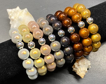 1St. Armband 14mm Gr.S-M silber Miracle Beads Magic Perlen 3D Illumination  #A461