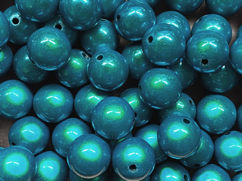 16mm 14St. Miracle Beads Magic Perlen Wunderperlen 3D Effekt Ilumination Fädelloch 2mm 7021 dunkeltürkis
