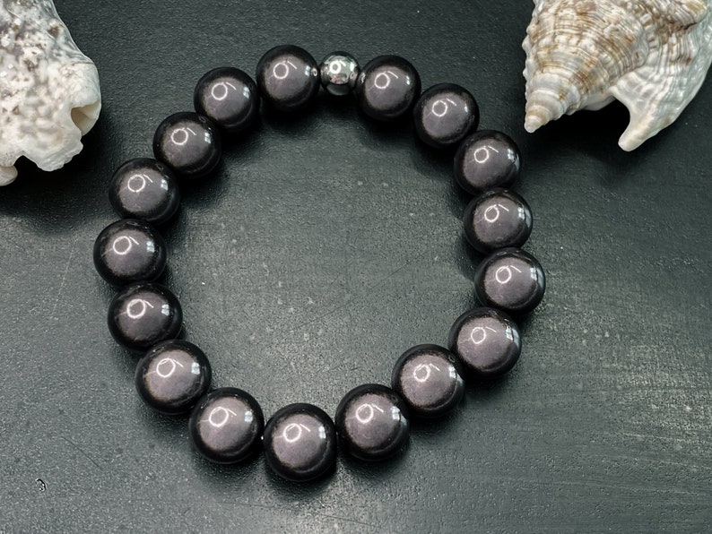 1St. Armband 12mm Gr.S silber Miracle Beads Magic Perlen 3D Illumination 418 418 dunkelgrau