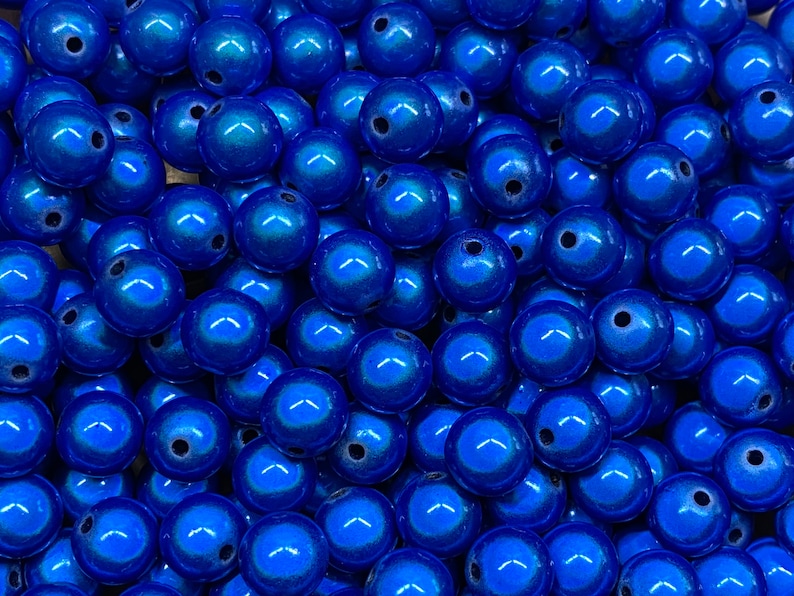 10mm 22St. Miracle Beads Magic Perlen Wunderperlen 3D Effekt Ilumination Fädelloch 2mm 4024 blau