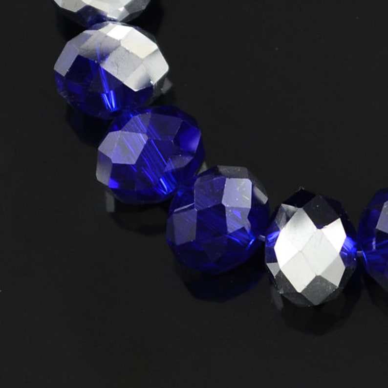 6x4mm Glasschliffperlen 90-95St. Fädelloch 1mm Glass Beads dunkelblau darkblue 9074 darkblue