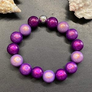 1St. Armband 14mm Gr.M-L silber Miracle Beads Magic Perlen 3D Illumination A465 465 lila Mix