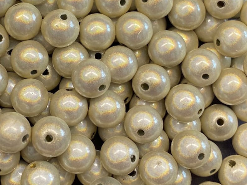 12mm 18St. Miracle Beads Magic Perlen Wunderperlen 3D Effekt Ilumination Fädelloch 2mm 8541 beige