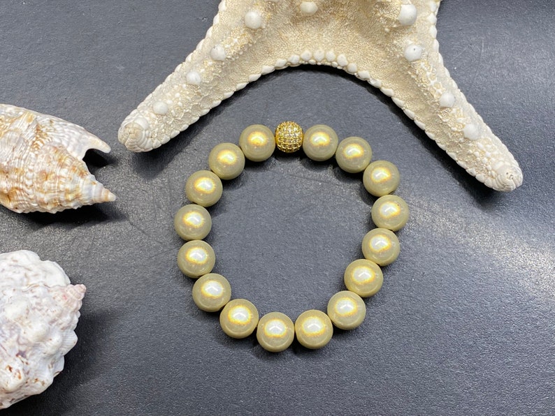 1St. Armband 12mm Gr.S-M gold Miracle Beads Magic Perlen Cubic Zirconia Perle A453 Bild 3
