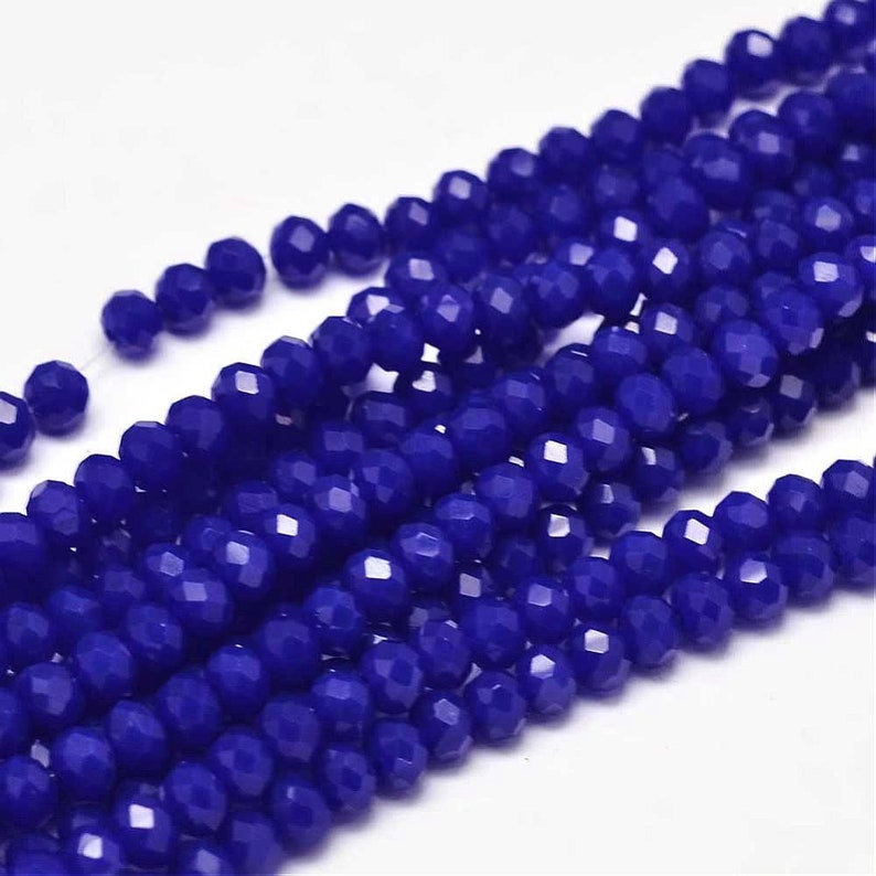 6x4mm Glasschliffperlen 90-95St. Fädelloch 1mm Glass Beads dunkelblau darkblue 8974 blue