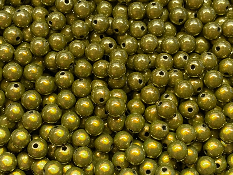 10mm 22St. Miracle Beads Magic Perlen Wunderperlen 3D Effekt Ilumination Fädelloch 2mm 4038 oliv