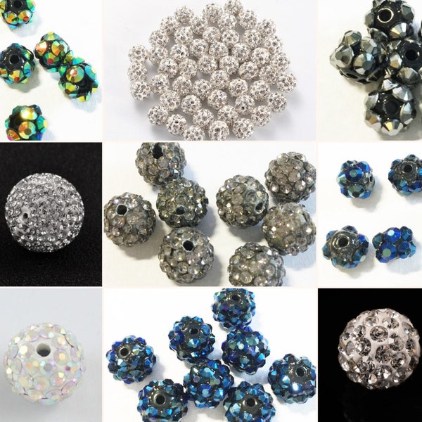 6-14mm Perlen Strass 2-8Stück Polymer Clay Rhinestone Beads Crystal