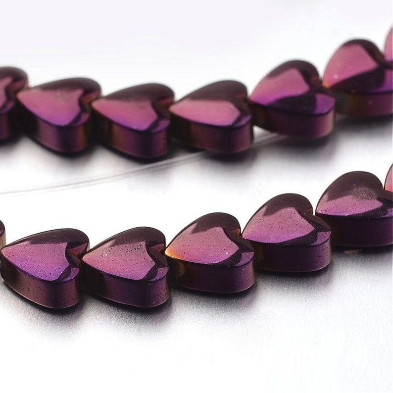 6mm rek. Hämatit Hematite Perlen Herz 10-70St. Fädelloch 1mm gold rose 1195 30St.purple