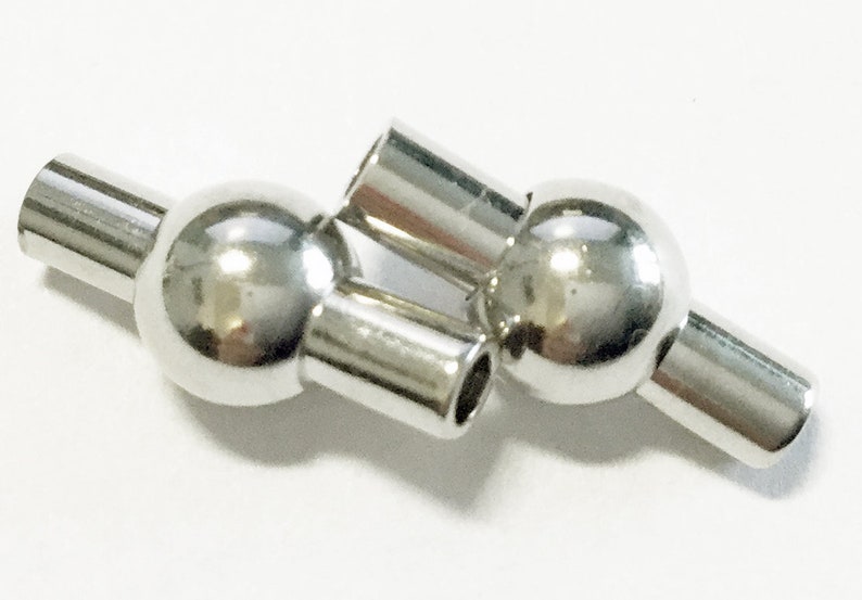 2Stück 2Magnetverschluss 2/3/4/6/7/8mm Klebeloch für Allergiker geeignet 2mm 1160 silber