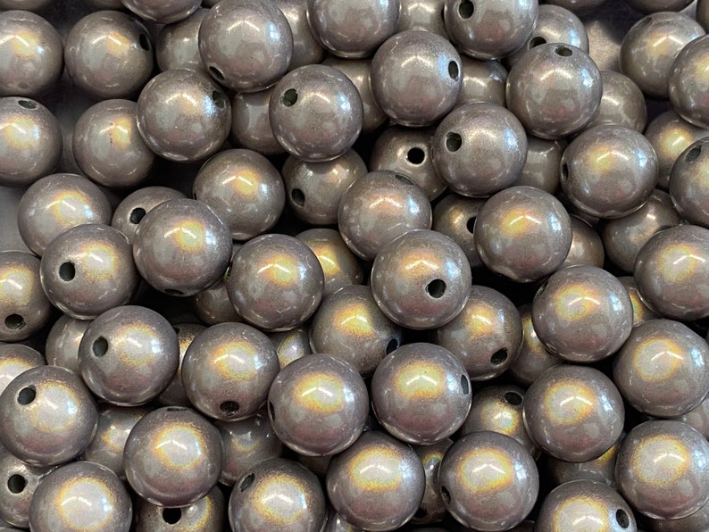 14mm 16St. Miracle Beads Magic Perlen Wunderperlen 3D Effekt Ilumination Fädelloch 2mm 5527 grau