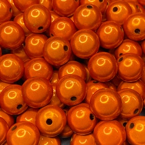 14mm 16St. Miracle Beads Magic Perlen Wunderperlen 3D Effekt Ilumination Fädelloch 2mm 5508 orange