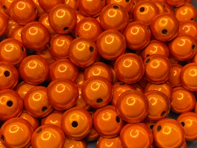 14mm 16St. Miracle Beads Magic Perlen Wunderperlen 3D Effekt Ilumination Fädelloch 2mm 5508 orange