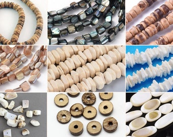 Muschel Perlen Kauri Cowrie Sea Shell Chips Beads Kokosnuss versch.Modelle
