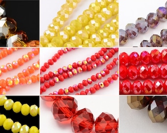 6x4mm Glasschliffperlen 90-95St. Fädelloch 1mm Glass Beads rot red